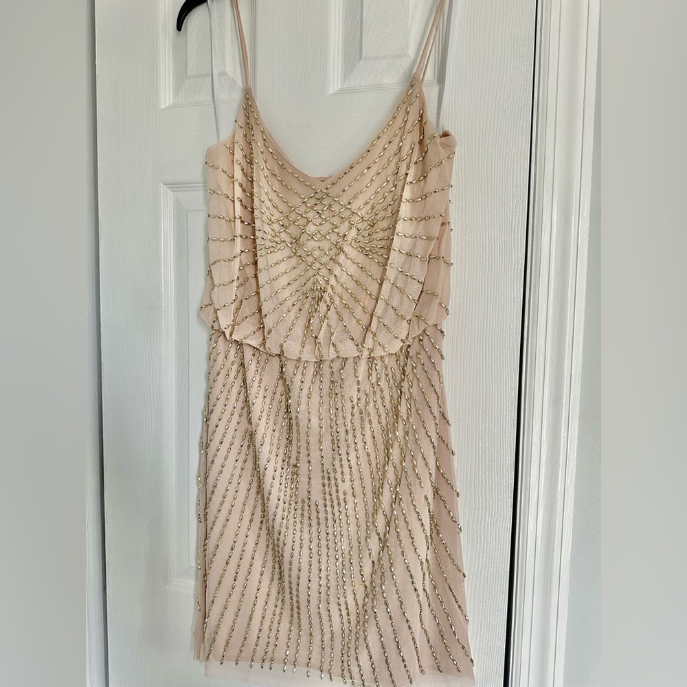 Xscape Woman Dress 10 Pink/Taupe